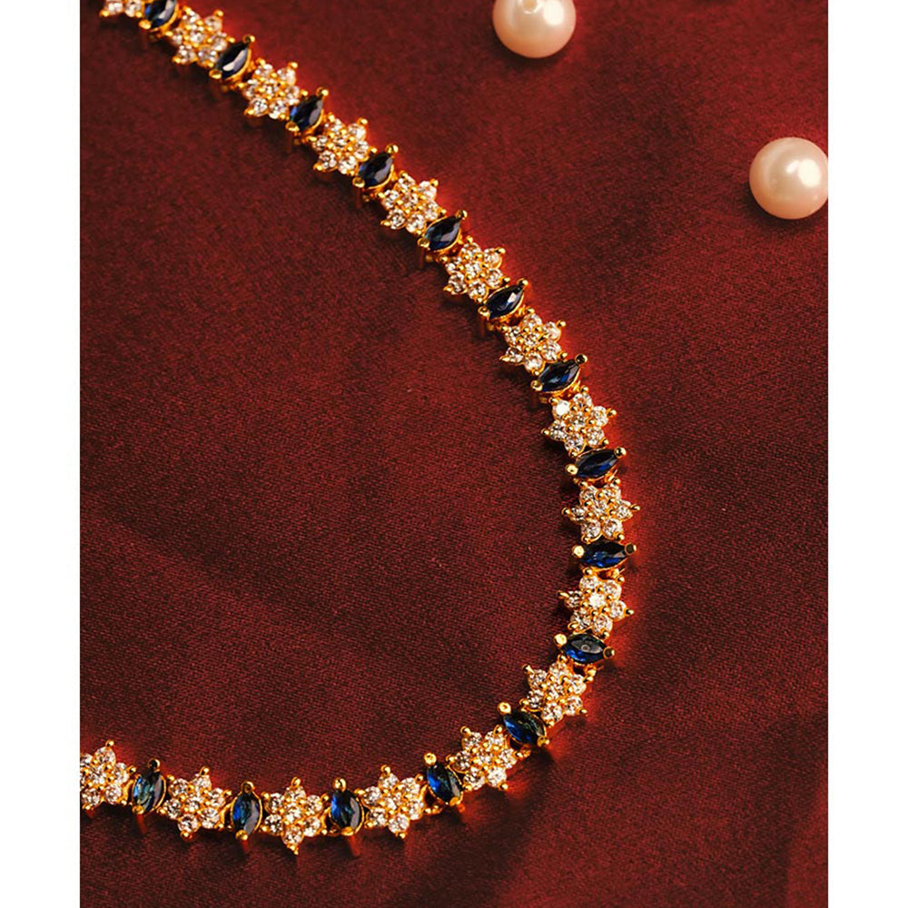 Label Ruby Blue Elegant Ruby and Diamond-Style Floral Tennis Necklace