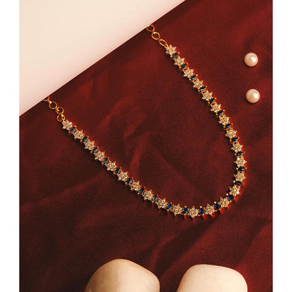 Label Ruby Blue Elegant Ruby and Diamond-Style Floral Tennis Necklace