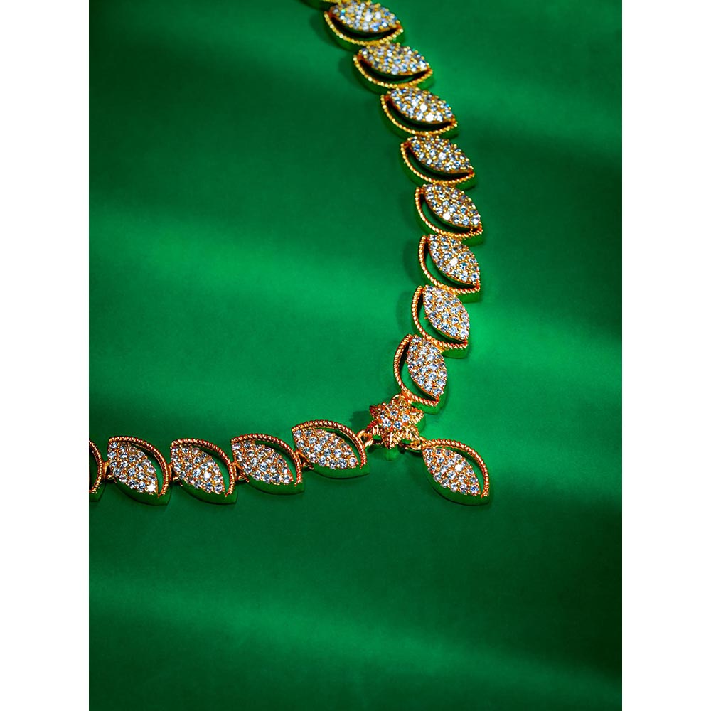 Label Ruby White Exquisite Leaf-Motif Diamond Necklace with Adjustable Dori