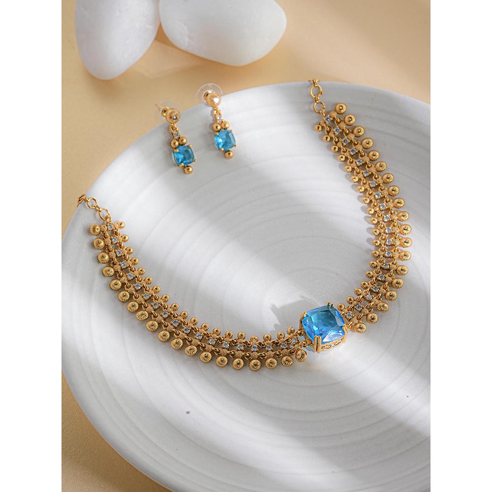 Label Ruby Luxury Emerald and Gold Blue Jewellery Set