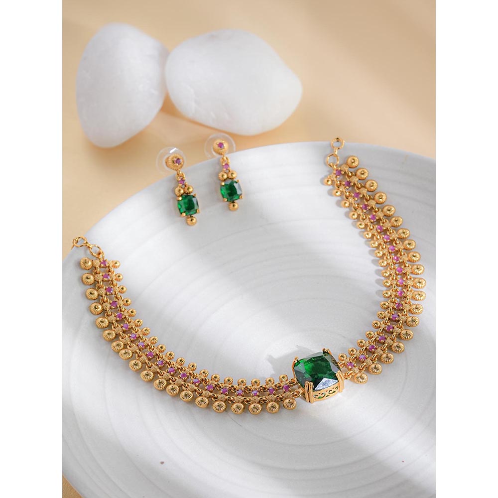 Label Ruby Luxury Emerald and Gold Green Jewellery Set