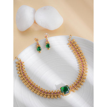 Label Ruby Luxury Emerald and Gold Green Jewellery Set