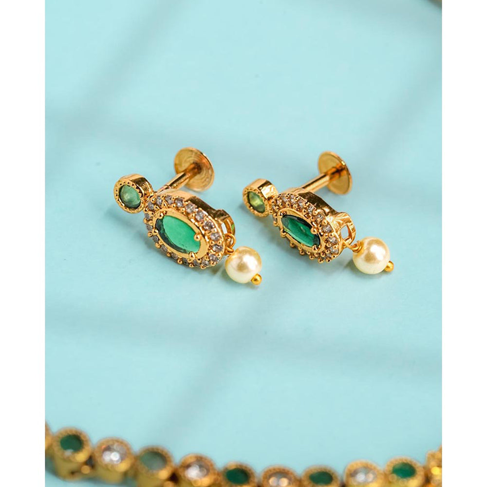 Label Ruby Green Emerald and Gold Floral Jewellery Set