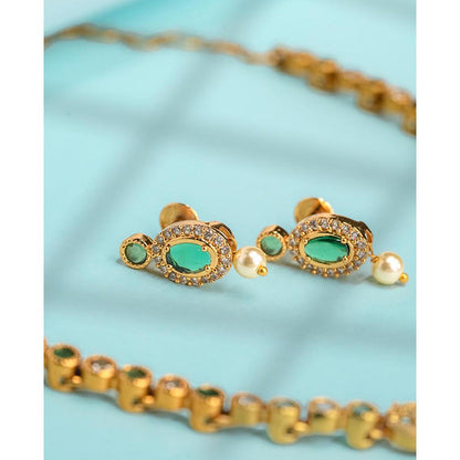 Label Ruby Green Emerald and Gold Floral Jewellery Set