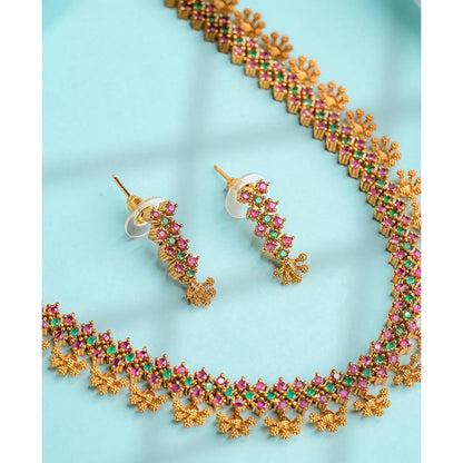 Label Ruby Multi-]Colour Modern Silver Emerald Teardrop Jewellery Set
