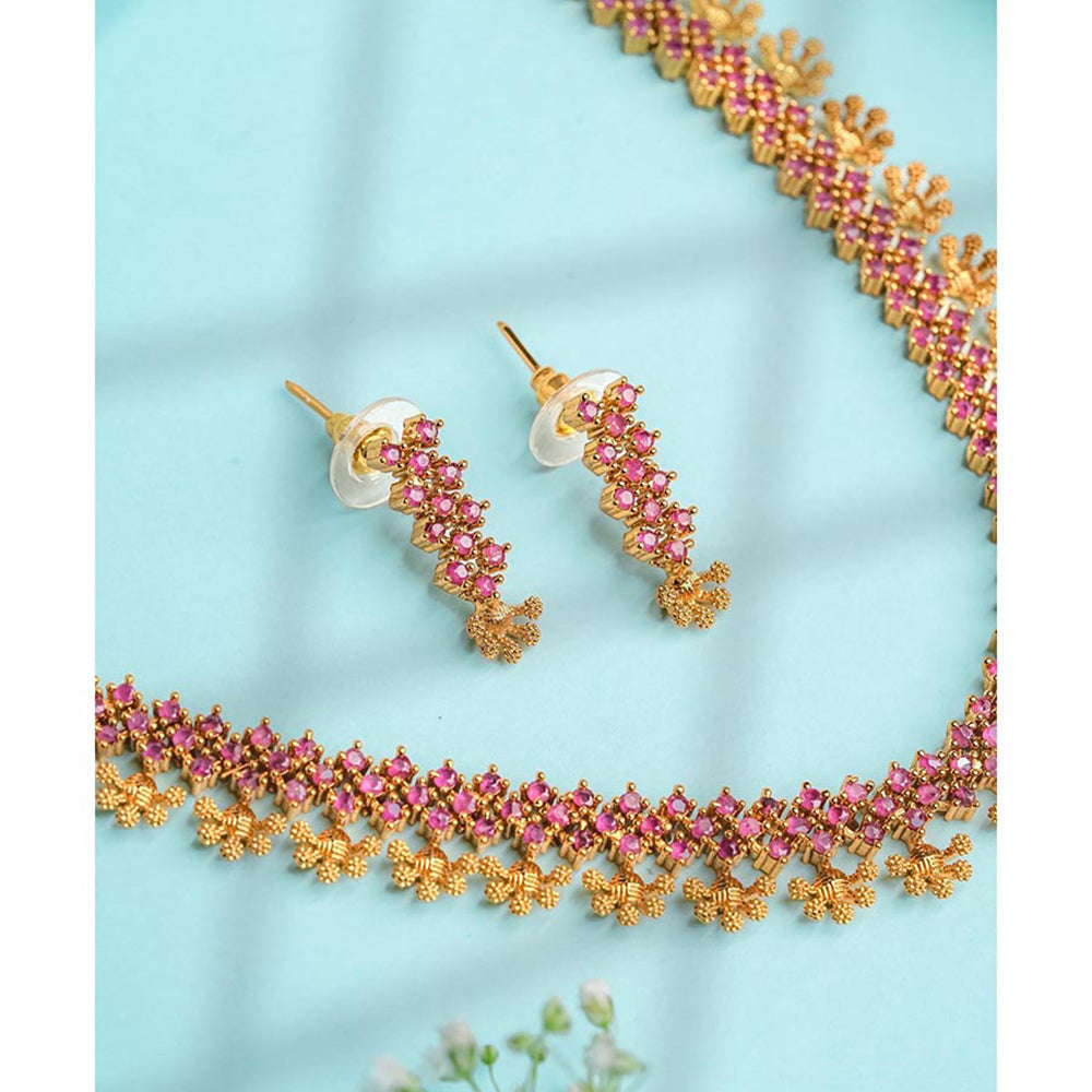 Label Ruby Pink Modern Silver Emerald Teardrop Jewellery Set