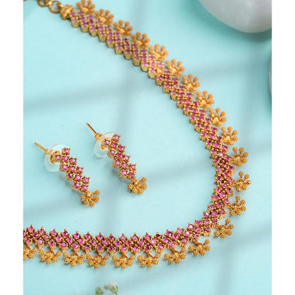 Label Ruby Pink Modern Silver Emerald Teardrop Jewellery Set