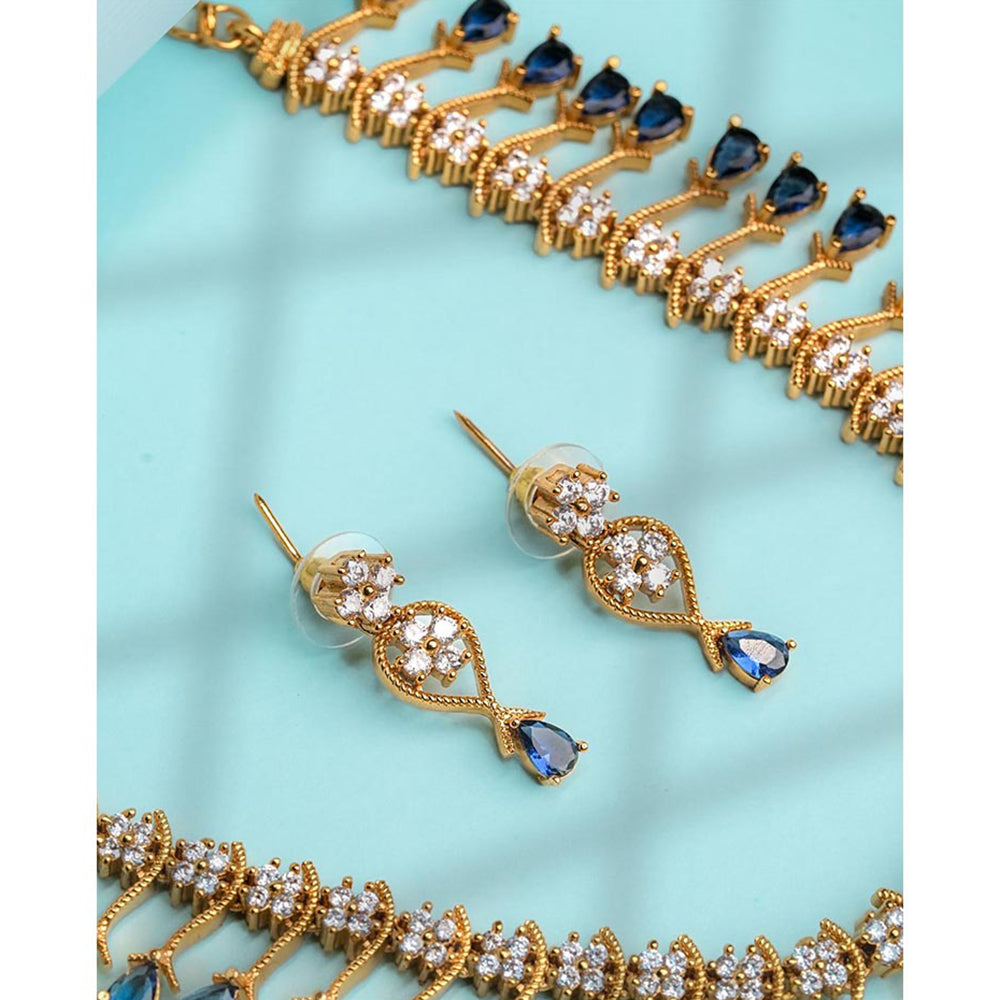 Label Ruby Blue Floral Tennis Jewellery Set