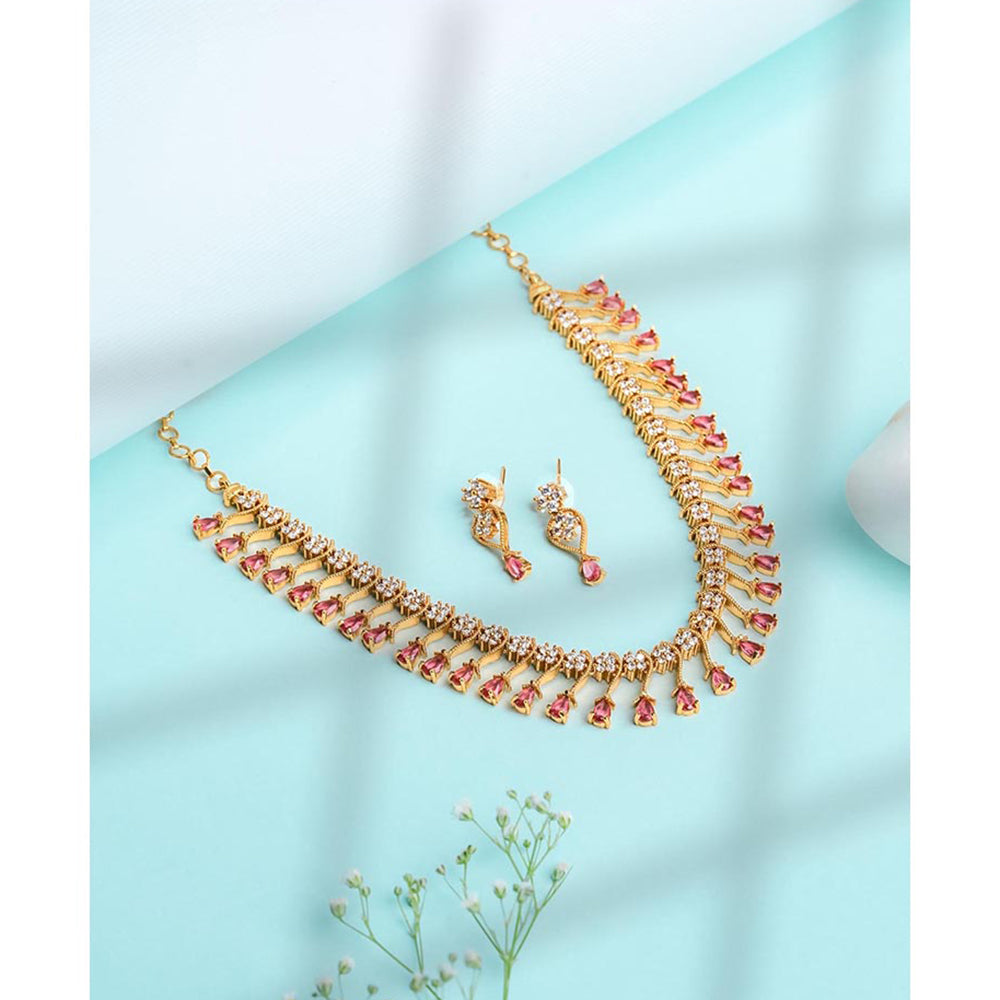Label Ruby Pink Floral Tennis Jewellery Set