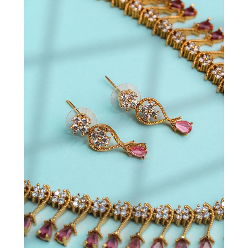 Label Ruby Pink Floral Tennis Jewellery Set