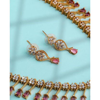 Label Ruby Pink Floral Tennis Jewellery Set
