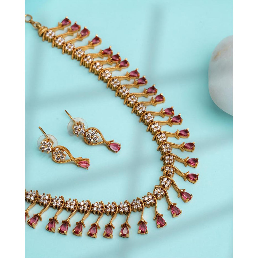 Label Ruby Pink Floral Tennis Jewellery Set
