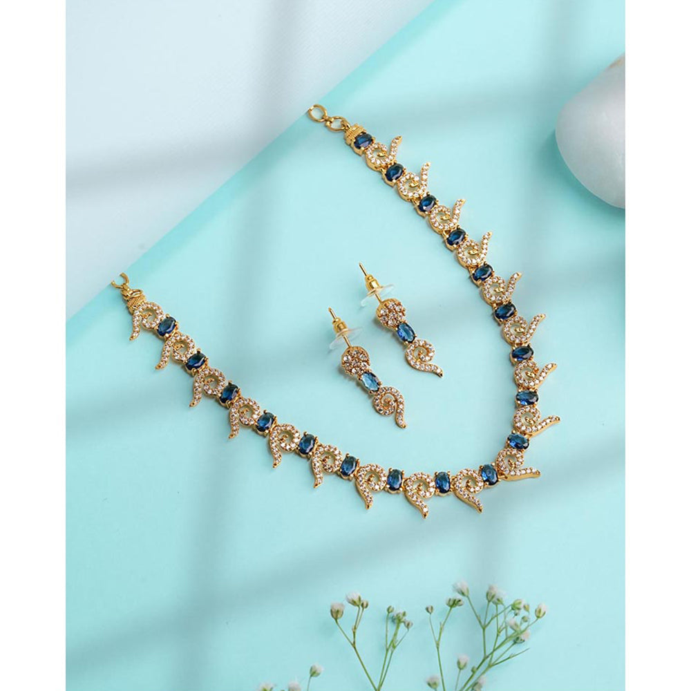 Label Ruby Blue Nature-Inspired Leaf Jewellery Set