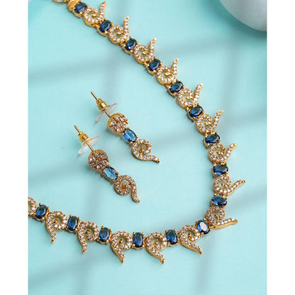 Label Ruby Blue Nature-Inspired Leaf Jewellery Set