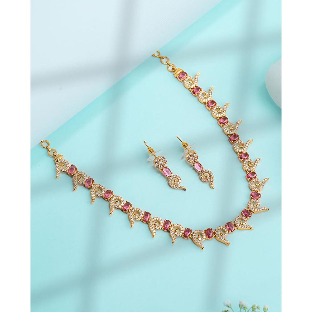 Label Ruby Pink Nature-Inspired Leaf Jewellery Set