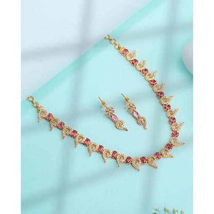 Label Ruby Pink Nature-Inspired Leaf Jewellery Set