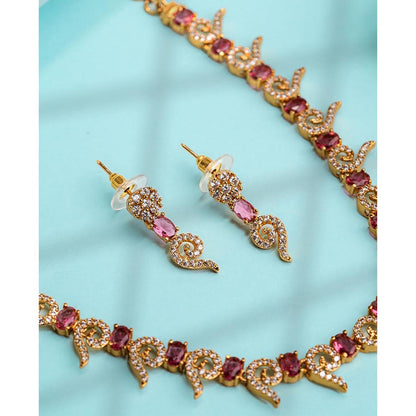 Label Ruby Pink Nature-Inspired Leaf Jewellery Set