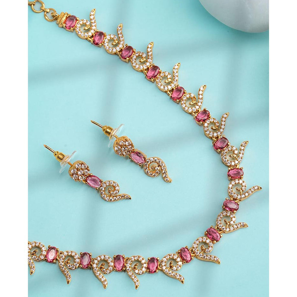 Label Ruby Pink Nature-Inspired Leaf Jewellery Set