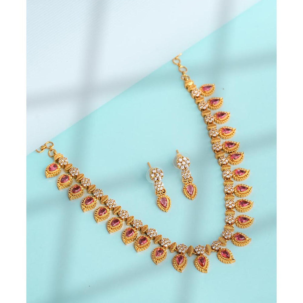 Label Ruby Pink Heritage Emerald and Gold Pave Jewellery Set