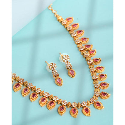 Label Ruby Pink Heritage Emerald and Gold Pave Jewellery Set