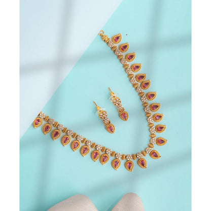 Label Ruby Pink Heritage Emerald and Gold Pave Jewellery Set