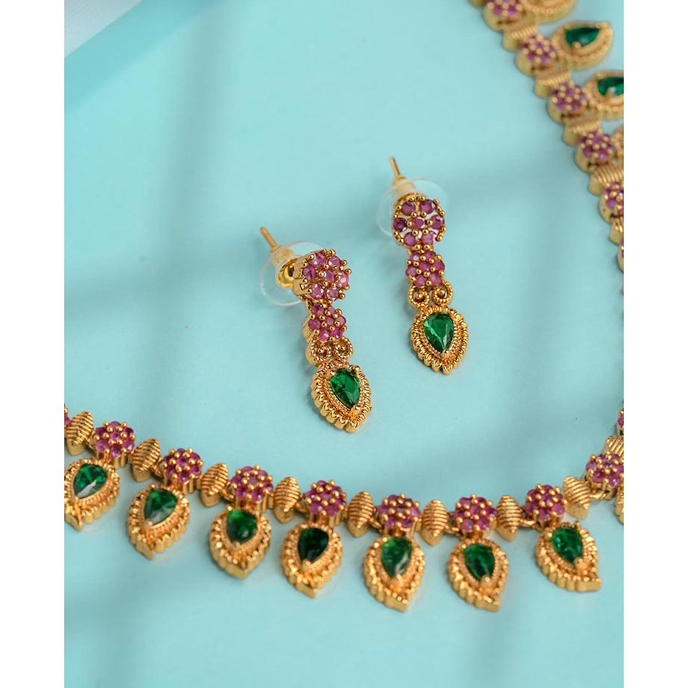 Label Ruby Green Heritage Emerald and Gold Pave Jewellery Set