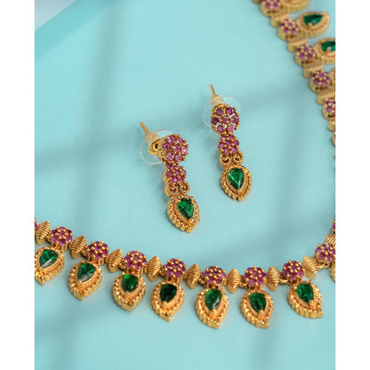 Label Ruby Green Heritage Emerald and Gold Pave Jewellery Set