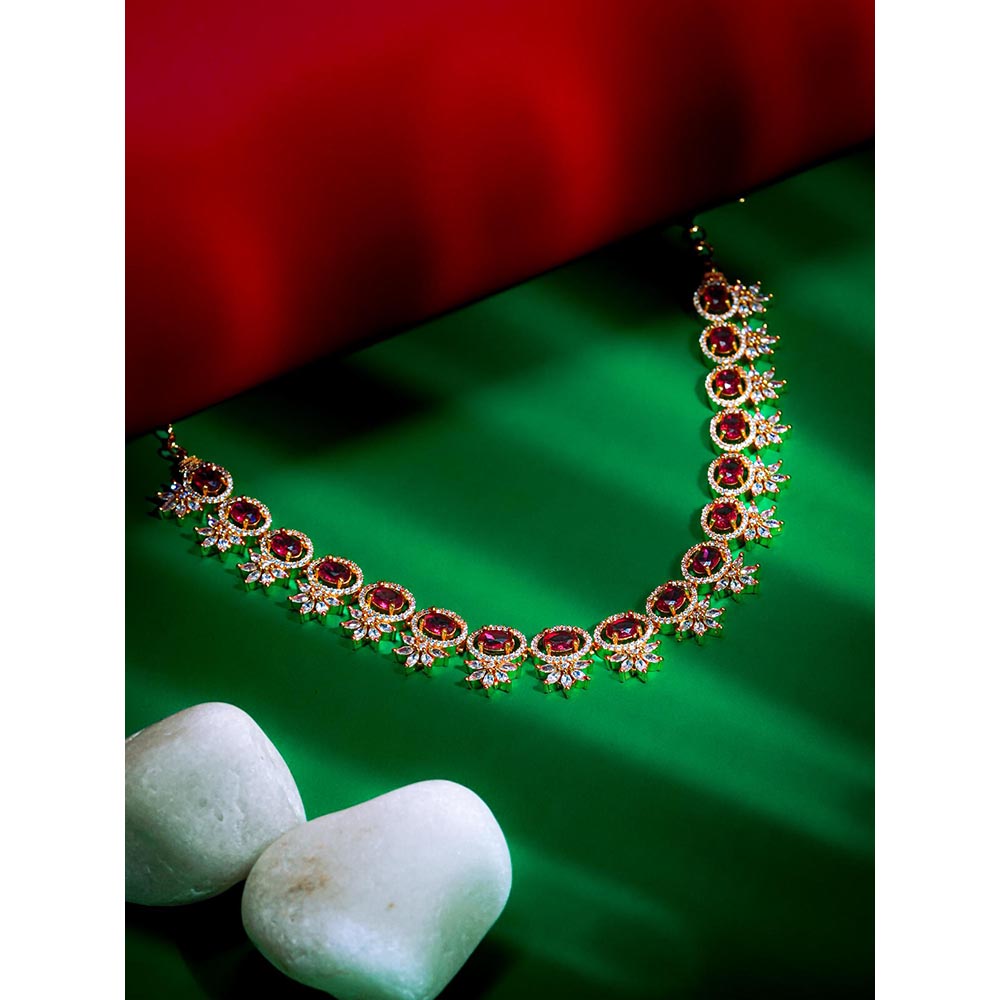 Label Ruby Natural Red Stone Beaded Necklace