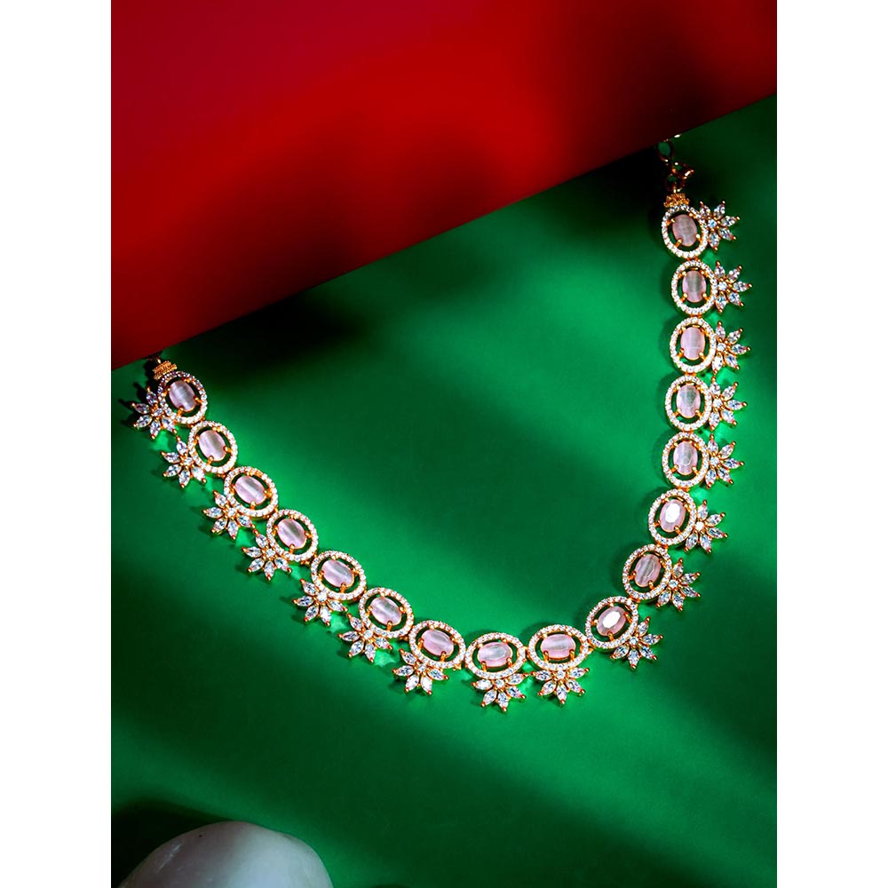 Label Ruby Natural Pink Stone Beaded Necklace
