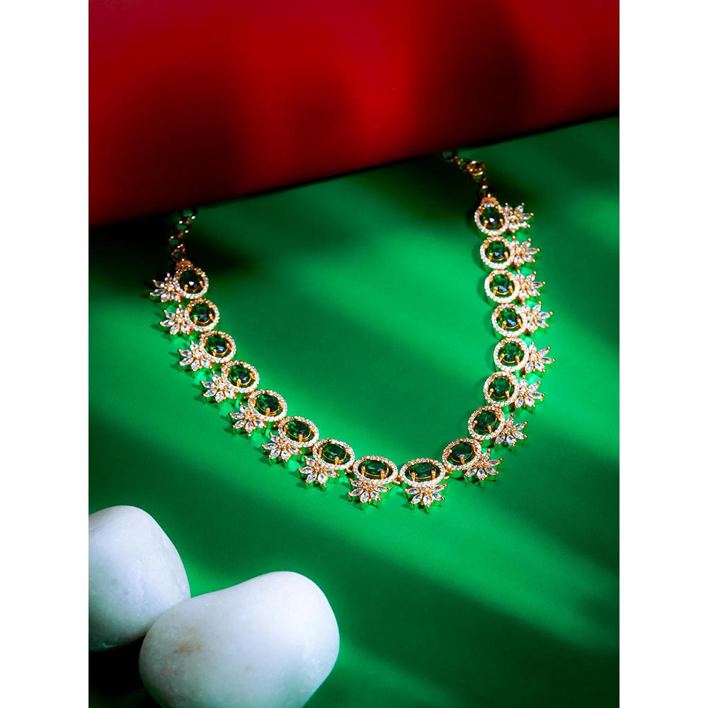 Label Ruby Natural Green Stone Beaded Necklace