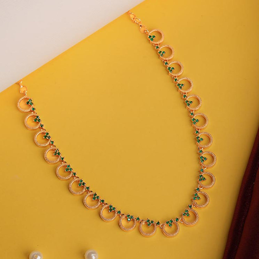 Label Ruby Green Almond and Flower Gold Plated Necklace
