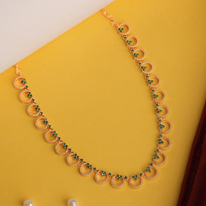 Label Ruby Green Almond and Flower Gold Plated Necklace