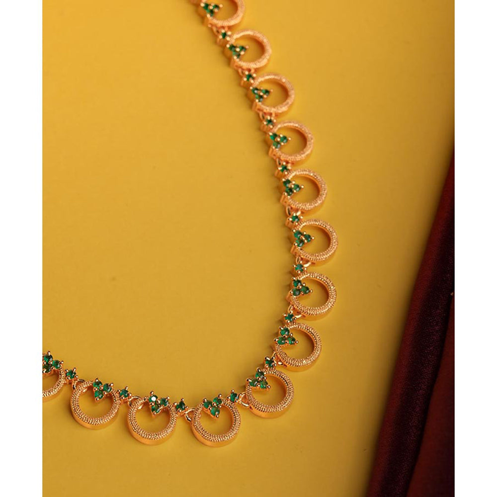 Label Ruby Green Almond and Flower Gold Plated Necklace