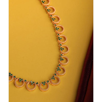 Label Ruby Green Almond and Flower Gold Plated Necklace