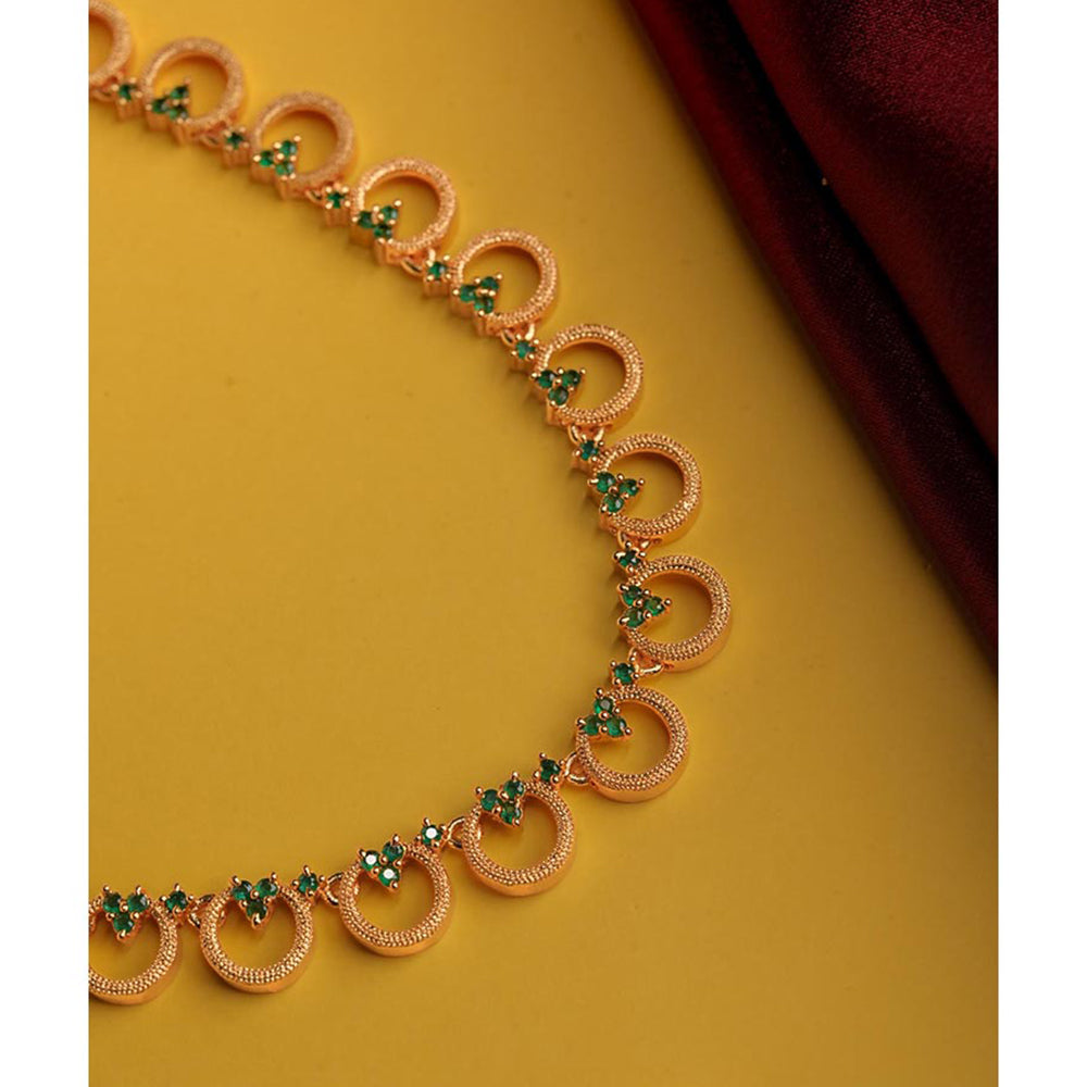 Label Ruby Green Almond and Flower Gold Plated Necklace