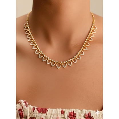 Label Ruby White Beautiful Micro Gold Polish Ruby Stone Short Necklace