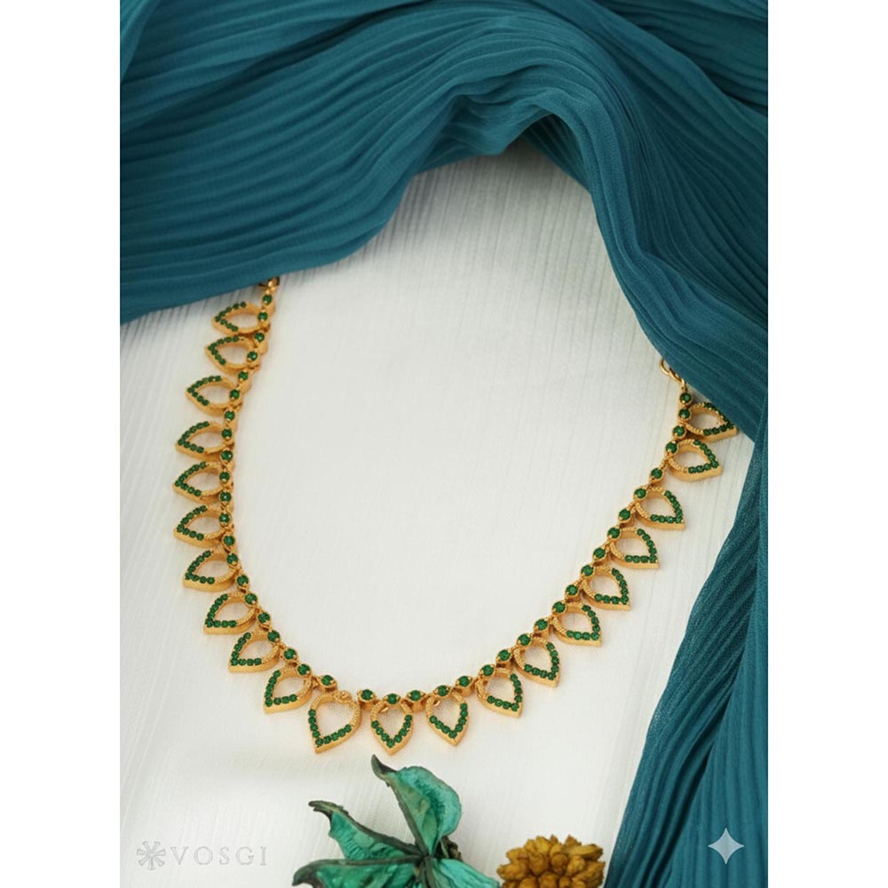 Label Ruby Green Beautiful Micro Gold Polish Ruby Stone Short Necklace