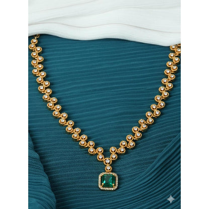 Label Ruby Green Gold Plated Crystal Alloy Necklace
