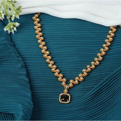 Label Ruby Blue Gold Plated Crystal Alloy Necklace
