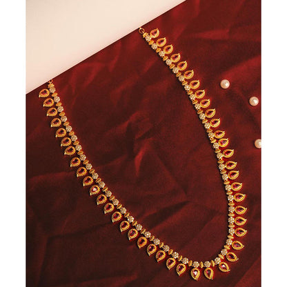 Label Ruby Red Stoned Long Haaram Necklace