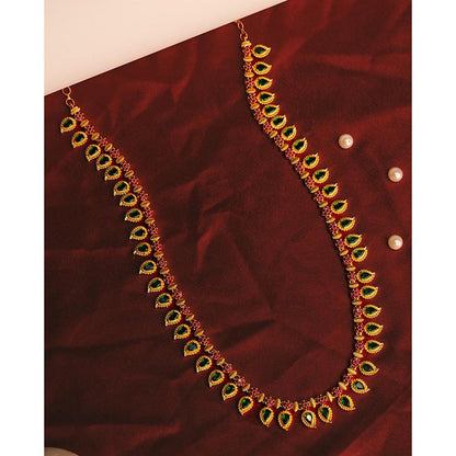 Label Ruby Green Stoned Long Haaram Necklace