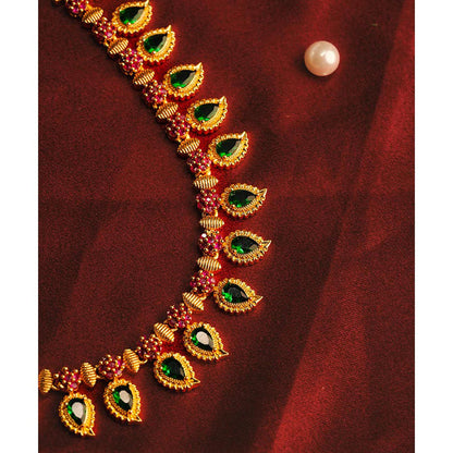 Label Ruby Green Stoned Long Haaram Necklace