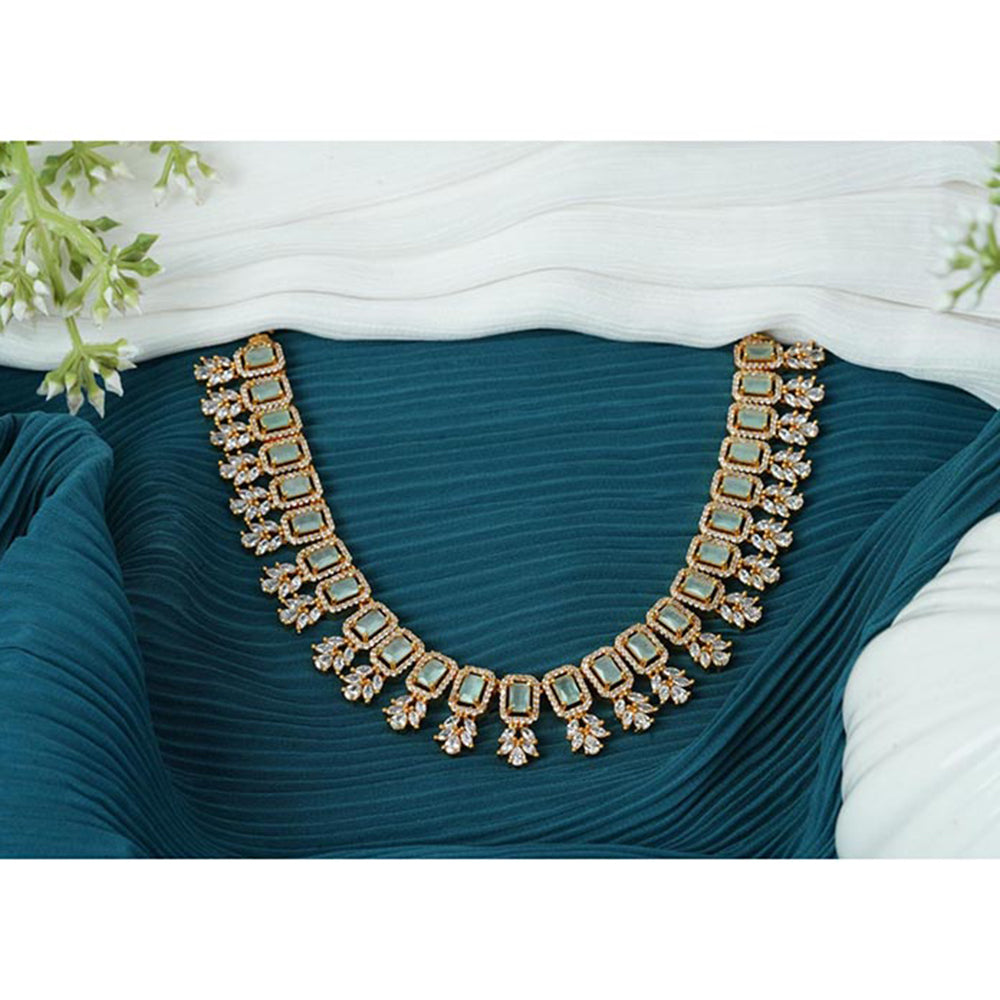 Label Ruby Green Royal Sapphire-Inspired Statement Necklace with Crystal Accents