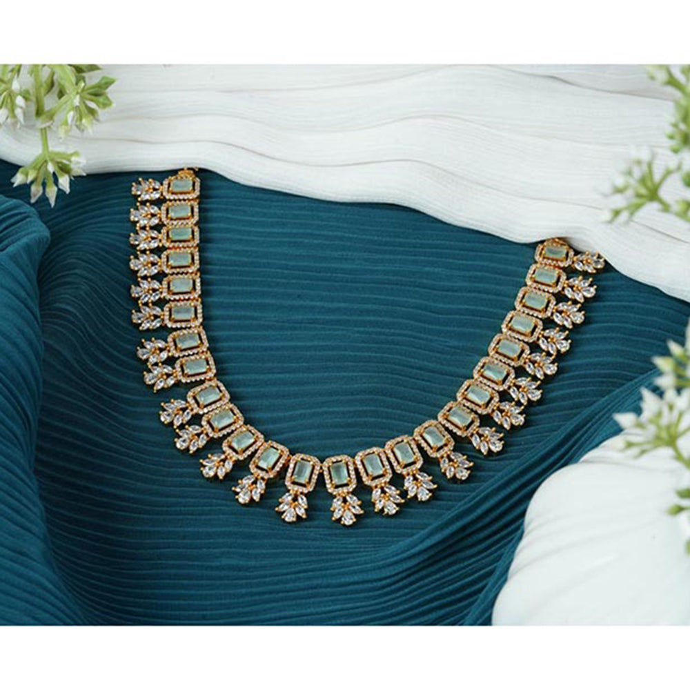Label Ruby Green Royal Sapphire-Inspired Statement Necklace with Crystal Accents