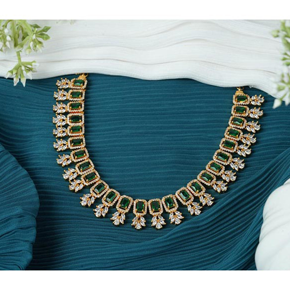 Label Ruby Green Royal Sapphire-Inspired Statement Necklace with Crystal Accents
