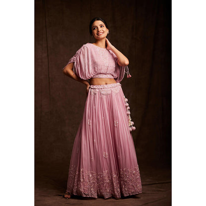 Label Gayatri Bishnoi Blush Pink Lehenga with Blouse (Set of 2)