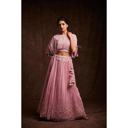 Label Gayatri Bishnoi Blush Pink Lehenga with Blouse (Set of 2)