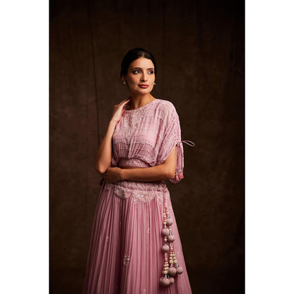 Label Gayatri Bishnoi Blush Pink Lehenga with Blouse (Set of 2)