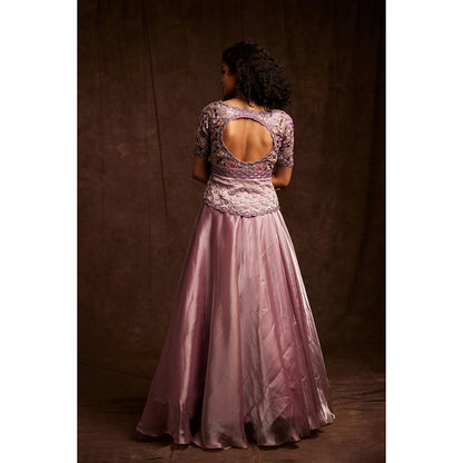Label Gayatri Bishnoi Purple Fluid Organza Lehenga with Top (Set of 2)