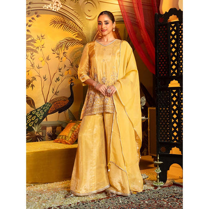 Label S4U Graceful Yellow Embroidered Palazzo